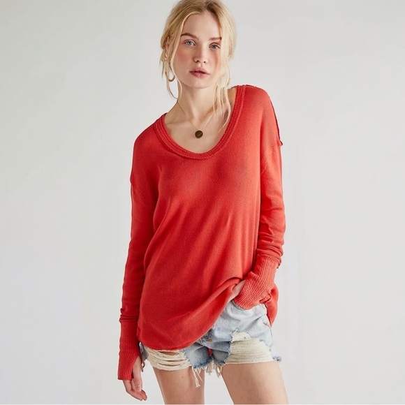 Free People Tops - Free People / We the Free • Red Ribbon Colby Long Sleeve Top